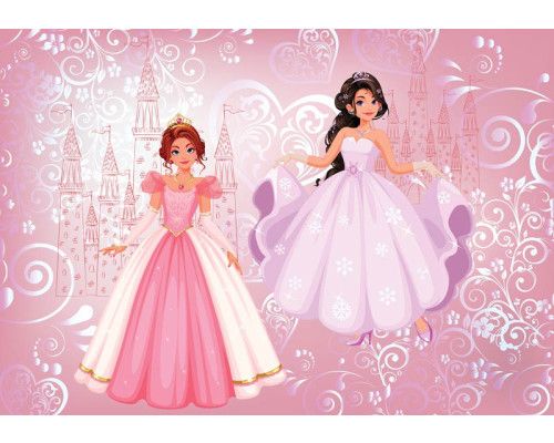 Fototapete von einem Prinzessinnenball, Märchenschloss mit tanzenden Prinzessinnen.