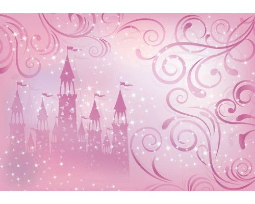Fototapete eines Sternenschlosses mit Prinzessinnen, märchenhaft und bunt.