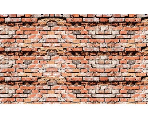 Fototapete einer industriellen Steinwand mit roten Ziegeln.