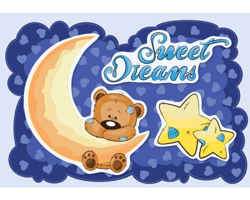 Süße Träume Fototapete mit Teddybär, geeignet für Kinderzimmer.