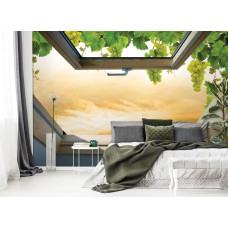 Eine Fototapete mit einer Ansicht von Weinreben für das Schlafzimmer.