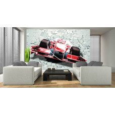 Eine Fototapete mit einem roten Formel-1-Auto für das Kinderzimmer.