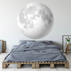 Ein Tapetenkreis mit einem detaillierten Mondmotiv, perfekt für ein stimmungsvolles Schlafzimmer.