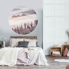 Ein Wandkreis mit einem mystischen Wald und Nebel, geeignet sowohl für ein Wohnzimmer als auch für ein Schlafzimmer.