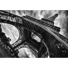 Eine Tapete des Eiffelturms mit einer Ansicht von Paris, ikonisch und zeitlos.