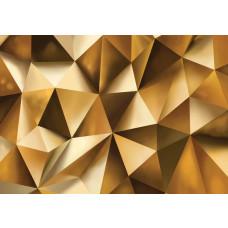 Goldene Geometrie, abstrakt dargestellt auf einer 3D-Fototapete für ein futuristisches Interieur.
