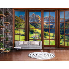 Fototapete 3D-Fensteransicht der Alpen