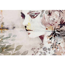 Fototapete Abstract Frau Aquarell in rosa. Abstrakte Frau in sanften Rosatönen vor einem hellen Hintergrund.
