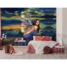 Eine Fototapete mit abstrakter Kunst von Skylundine im Rock'n'Roll-Stil für das Schlafzimmer.