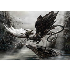 Drache und Alchemie, Fototapete mit magischen und dunklen Themen für eine geheimnisvolle Atmosphäre.