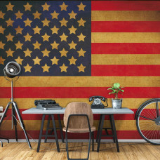 Fototapete der amerikanischen Flagge der Vereinigten Staaten im Vintage-Stil mit Vliestapete im Wohnzimmer und Schlafzimmer.