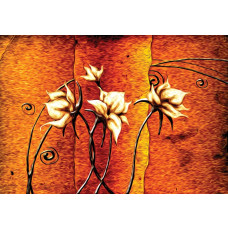 Künstlerische Blumen, abstrakte Kunst Fototapete mit einem gemäldeähnlichen Look.