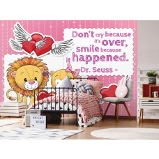 Eine Fototapete mit einem Zauberspruch und Löwen für das Kinder- und Mädchenzimmer.