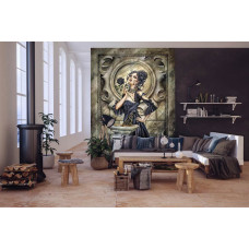 Eine Fototapete mit dem Titel "Schwarze Rose Alchemie" für das Wohnzimmer.