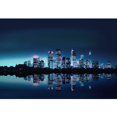 Fototapete Stadt bei Nacht mit einer nächtlichen Stadtlandschaft, ideal für eine urbane und moderne Atmosphäre.