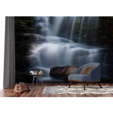 Fototapete Dark Waterfall mit dunklen Farben und Naturmotiv.