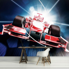 Eine Fototapete mit einem roten Formel-1-Auto für das Kinderzimmer.