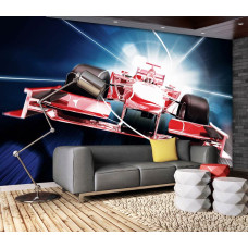 Eine Fototapete mit einem roten Formel-1-Auto für das Jugendzimmer.