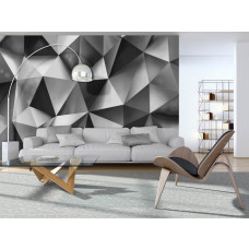 Eine Fototapete mit geometrischen 3D-Formen in einem künstlerischen Design.