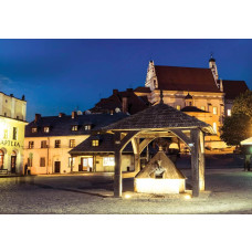 Stadtansichten von Kazimierz Dolny und Lublin auf historischer Fototapete festgehalten.