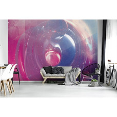 Eine Fototapete mit moderner Kunst mit 3D-Ringen für einen dynamischen Look.