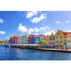 Fototapete mit den bunten Häusern der Handelskade in Willemstad auf Curaçao.