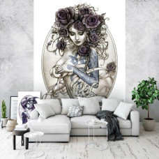 eine Fototapete mit dem Titel "Les Belles Dames de la Rose" für das Wohnzimmer.