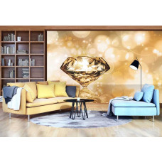 Eine Fototapete mit luxuriösen Diamanten in Gold und Weiß, die ein elegantes und anspruchsvolles Aussehen verleiht.