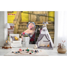 Eine Fototapete von Mascha und dem Bären für ein Kinderzimmer mit Vliestapete.