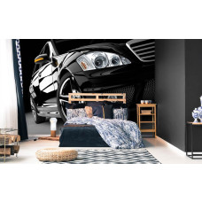 Fototapete mit einem schwarzen Mercedes-Benz für das Schlafzimmer.