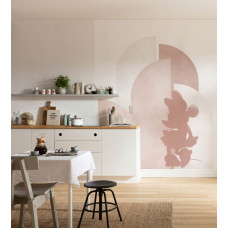 Eine Fototapete mit Minnie Mouse in einem kreativen und ästhetischen Disney-Design, geeignet für ein Kinderzimmer.