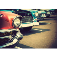 Fototapete mit Retro-Autos in einem Vintage-Stil.