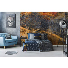 Eine Fototapete mit einer rostigen Betonwand für eine industrielle Atmosphäre im Schlafzimmer.