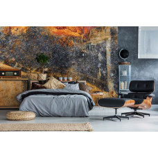 Eine Fototapete mit einer rostigen Betonwand für eine industrielle Atmosphäre im Wohnzimmer und Schlafzimmer.