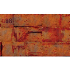 Rostige Wand auf Fototapete, industriell mit einem metallischen Ton.