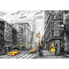 Fototapete eines abstrakten Gemäldes von New York mit Kunst und Farbe Leinwand.