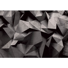 Abstrakte geometrische Fototapete mit schwarz-grauen Steinen, ideal für einen modernen Raum.