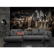 Fototapete einer Stadt bei Nacht für das Wohnzimmer.