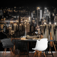 Fototapete einer Stadt bei Nacht für das Büro.