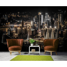 Fototapete einer Stadt bei Nacht für das Wohnzimmer.