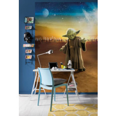 Eine Star Wars Fototapete mit Meister Yoda in einer Meditationspose, perfekt für einen Star Wars Fan.