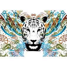 Fototapete mit abstrakter Tigerkunst, mutiges Design.
