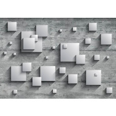 Quadrate und Geometrie, abstrakt dargestellt auf einer Fototapete mit leuchtenden Farben.