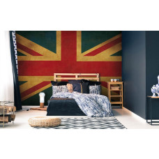Fototapete mit der Flagge des Vereinigten Königreichs, Großbritannien, im Union Jack-Stil, perfekt für ein Schlafzimmer.
