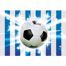 Fototapete mit blauem und weißem Fußball für Kinder- und Jugendzimmer.