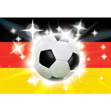 Fußball und Deutschlandflagge auf einer Fototapete für das Kinderzimmer.