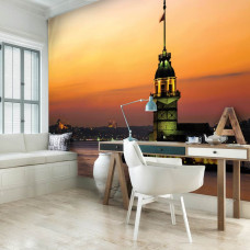 Fototapete eines Istanbuler Leuchtturms für das Büro.