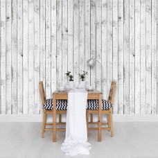 Eine Fototapete mit weißen Holzregalen auf einem braunen Hintergrund für ein Schlafzimmer oder Büro.