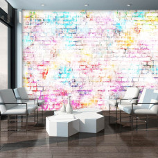 Fototapete einer Graffiti-Wand mit Ziegeln und Wandmalerei im Wohnzimmer.