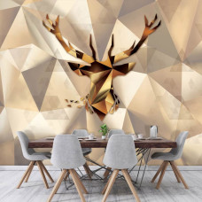 Eine Hirsch-Fototapete im abstrakten Kunststil für das Wohnzimmer.